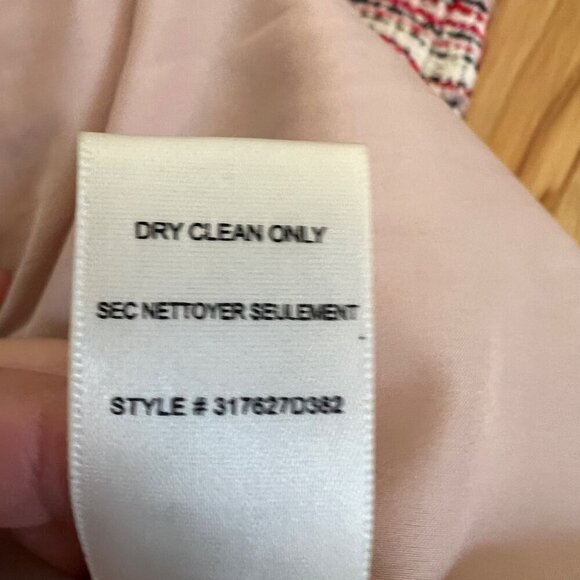 Rebecca Taylor Red & Cream Tweed Pleated Fit & Flair Raw Edge Dress Size 8 - Picture 13 of 13